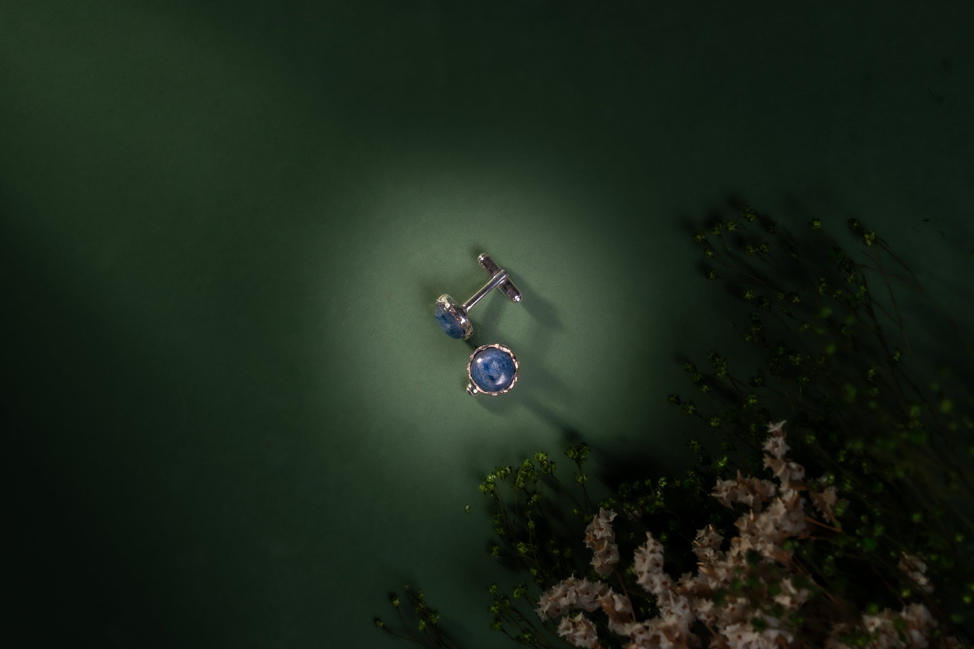 Botão de Punho Quartzo Azul